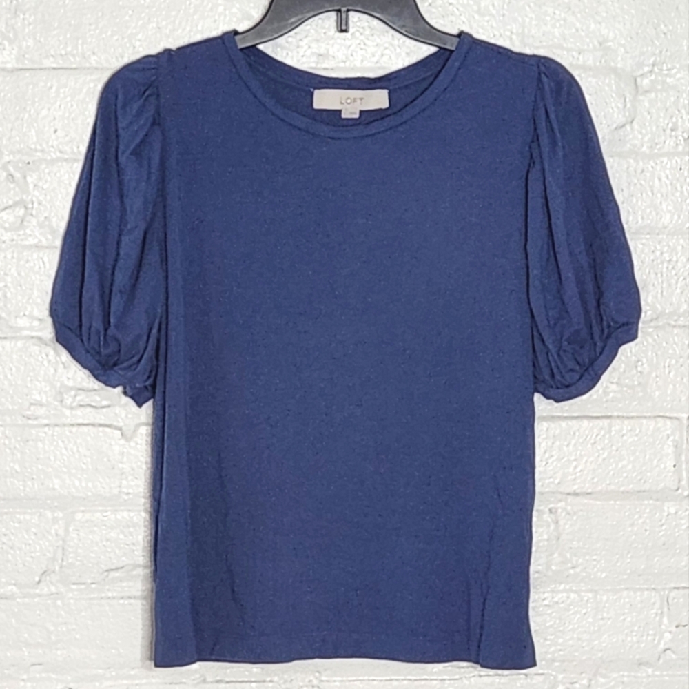 LOFT Blue Puff Sleeve Top